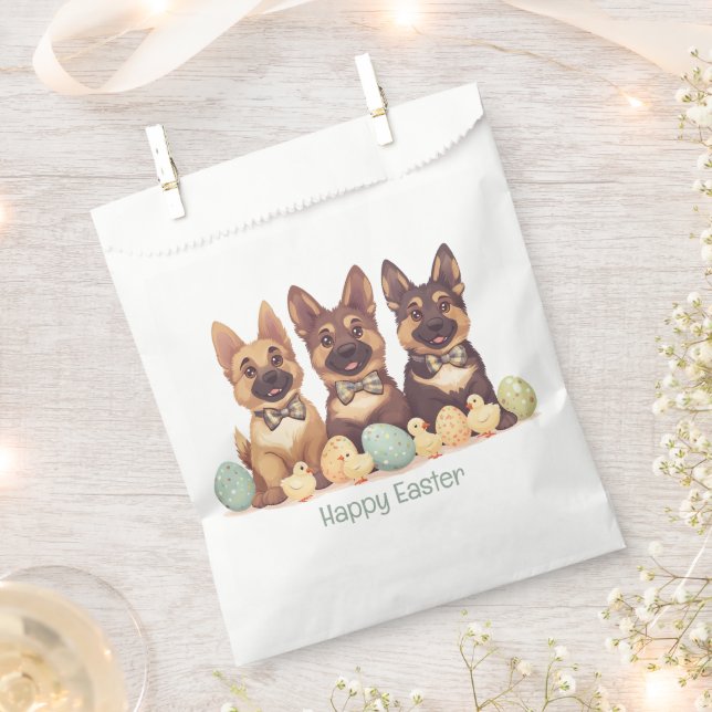 Happy Easter German Shepherd Dogs Favour Bags (Clipped)