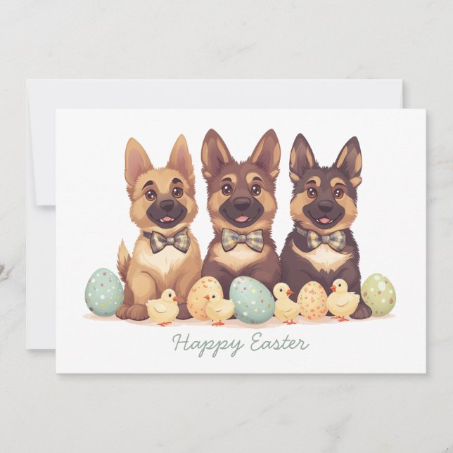 Happy Easter German Shepherd Dogs Holiday Card (Front)
