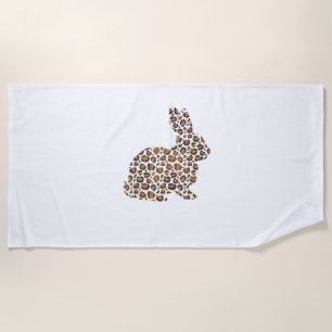Happy Easter Gift Leopard Print Pattern Bunny Rabb Beach Towel