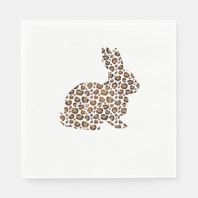 Happy Easter Gift Leopard Print Pattern Bunny Rabb Napkin (Front)