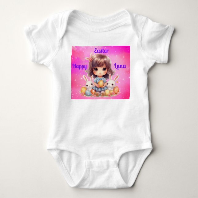 Happy Easter Girls Baby Bodysuit (Front)