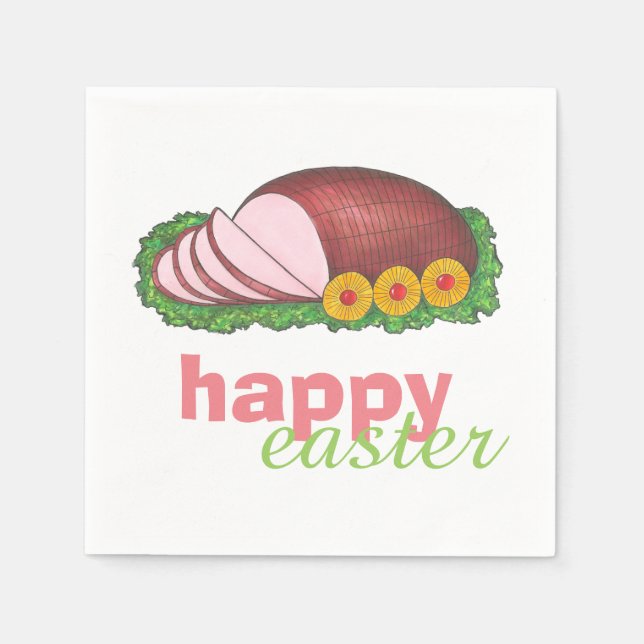 Happy Easter Glazed Sliced Ham Dinner Napkin (Front)