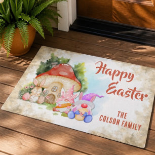 Happy Easter Gnome Cute Mushroom Family Doormat