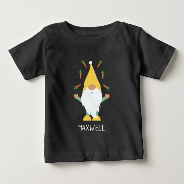 Happy Easter Gnome Juggling Carrots Baby T-Shirt (Front)