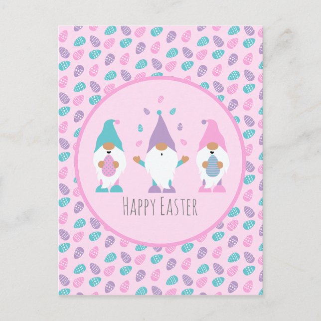 Happy Easter Gnome Juggling Easter Eggs Postcard (Front)