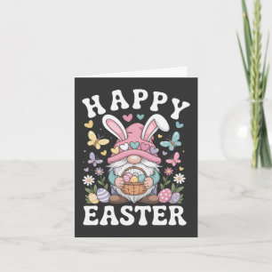 Happy Easter Gnome With Bunny Ears Colourful Eggs Card