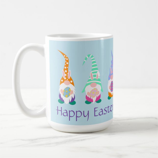 Happy Easter Gnome with Bunny Ears Spring Colours Coffee Mug (Left)
