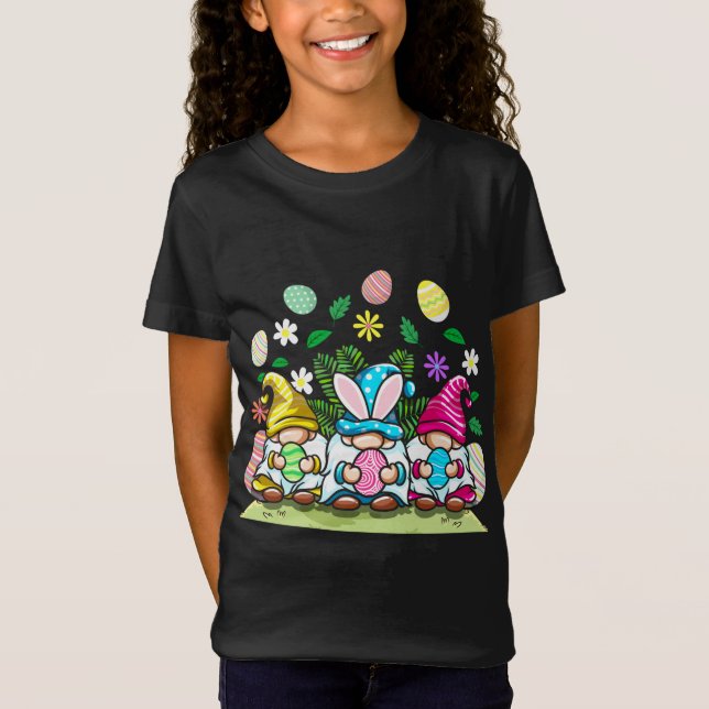 Happy Easter Gnomes Egg Hunting Gift T-Shirt (Front)