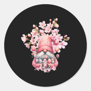 Happy Easter Gnomes Hello Spring Blossom Floral  Classic Round Sticker