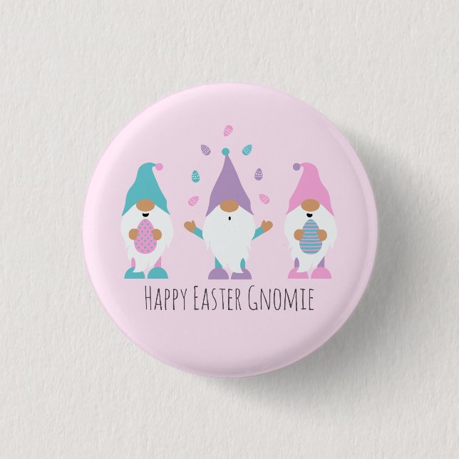 Happy Easter Gnomie Juggling Easter Eggs 3 Cm Round Badge (Front)