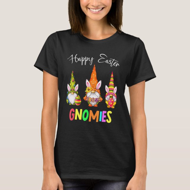 Happy Easter Gnomies Funny Gnomes Bunnies Eggs Bas T-Shirt (Front)