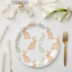 Happy Easter - Gold Bunny's pattern Paper Plate