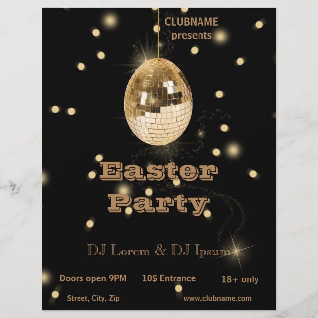 Happy Easter Gold Disco Ball Flyer (Front)