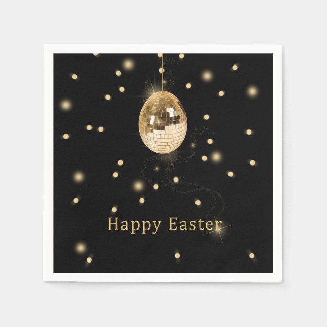 Happy Easter Gold Disco Ball Napkin (Front)