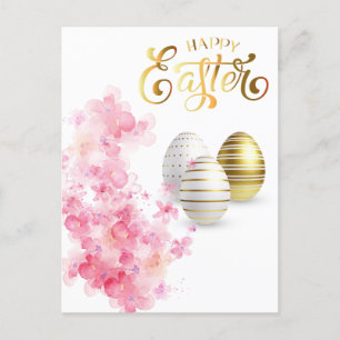 Happy Easter Gold Eggs Personalise Postcard