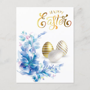Happy Easter Gold Eggs Personalise Postcard