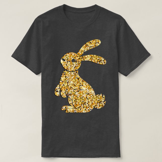 Happy Easter, Golden Bunny  T-Shirt (Design Front)