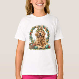 Happy Easter Golden Retriever Dog Bunny Ears T-Shirt