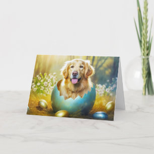 Happy Easter Golden retriever dog Holiday Card