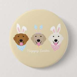 Happy Easter Golden Retriever Dogs 7.5 Cm Round Badge