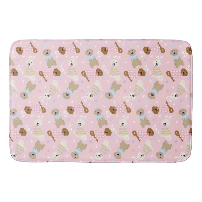 Happy Easter Golden Retriever Dogs Bath Mat (Front)
