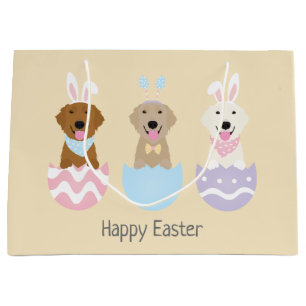 Happy Easter Golden Retriever Dogs Large Gift Bag