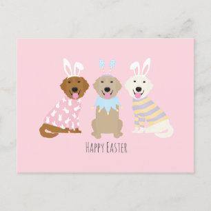 Happy Easter Golden Retriever Dogs Postcard