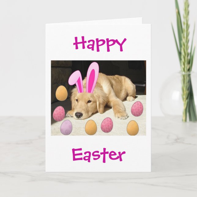 Happy Easter Golden Retriever Holiday Card (Front)