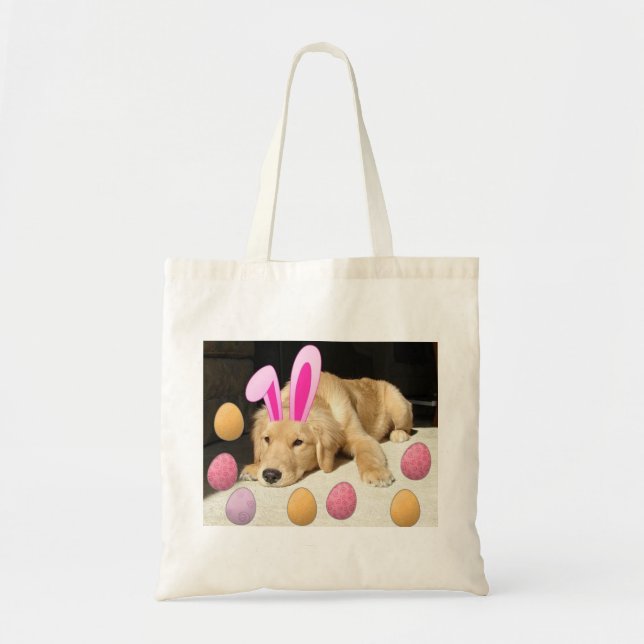 Happy Easter Golden Retriever Tote Bag (Front)