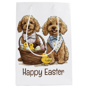 Happy Easter Goldendoodle Dogs Easter Basket Medium Gift Bag