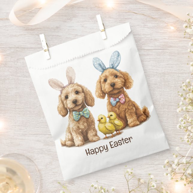 Happy Easter Goldendoodle Dogs Favour Bags (Clipped)