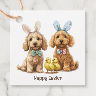 Happy Easter Goldendoodle Dogs Favour Tags