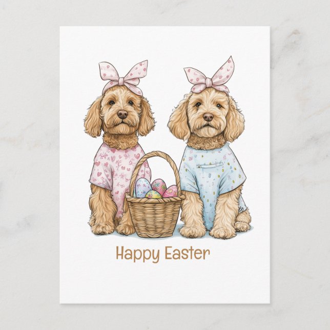 Happy Easter Goldendoodle Dogs Holiday Postcard (Front)