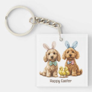 Happy Easter Goldendoodle Dogs Key Ring