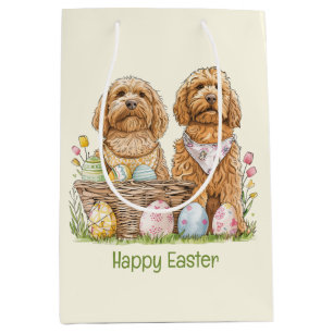 Happy Easter Goldendoodle Dogs Medium Gift Bag
