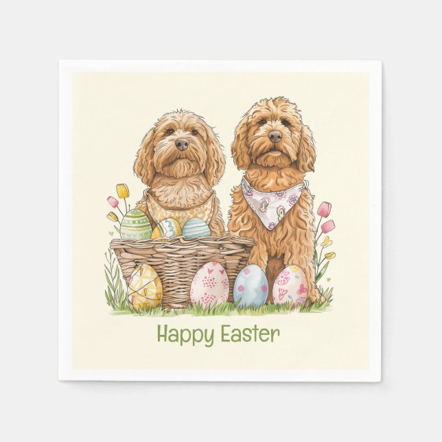 Happy Easter Goldendoodle Dogs Napkin (Front)