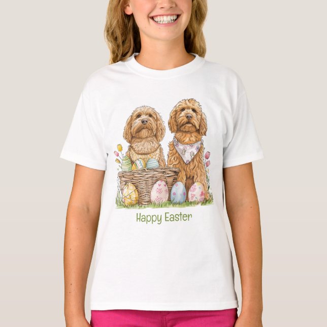 Happy Easter Goldendoodle Dogs T-Shirt (Front)