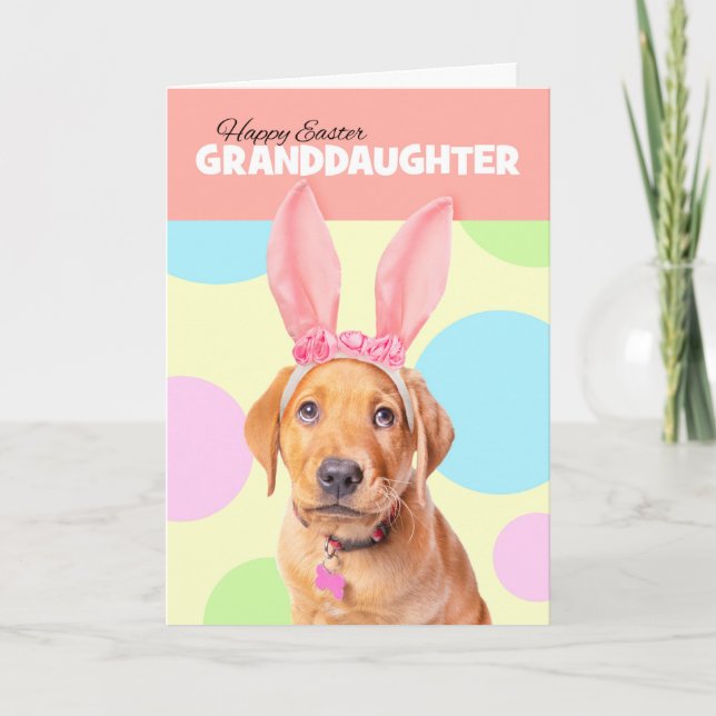Happy Easter Granddaughter Cute Labrador Puppy Holiday Card (Front)