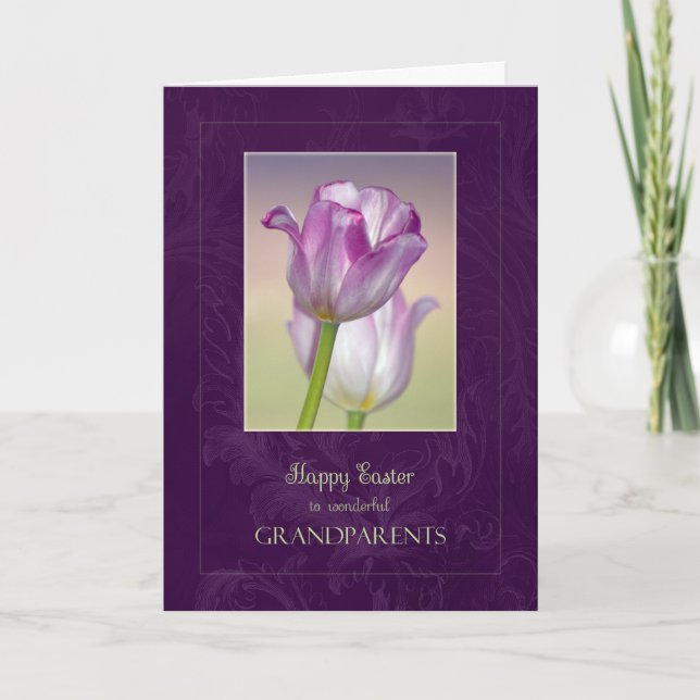 Happy Easter Grandparents Card / Easter Tulips (Front)