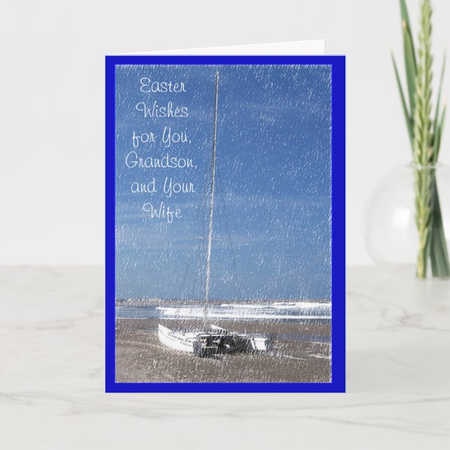 Happy Easter Grandson Card - Catamaran (Front)