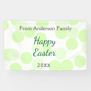 Happy Easter gray green polka dots family name Banner