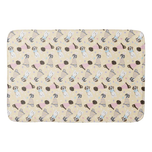Happy Easter Great Dane Dogs Bath Mat (Front)