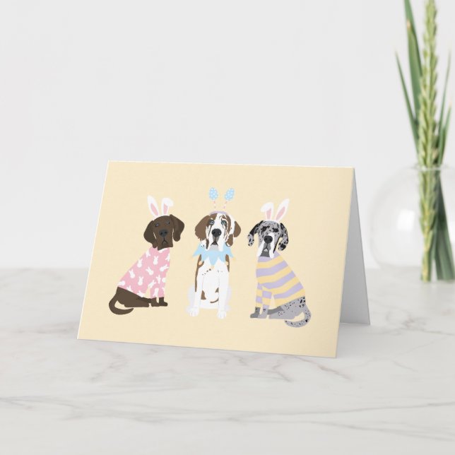 Happy Easter Great Dane Dogs Holiday Card (Front)