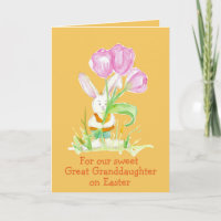 Happy Easter Great Granddaughter Rabbit Tulips