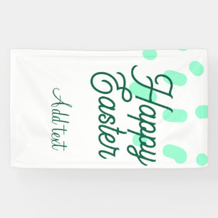 Happy Easter green eggs pastel name date simple Banner