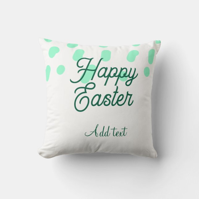 Happy Easter green eggs pastel name date simple  Cushion (Front)