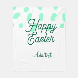 Happy Easter green eggs pastel name date simple  Fleece Blanket