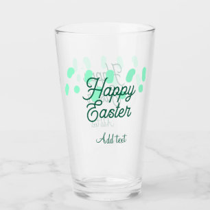 Happy Easter green eggs pastel name date simple  Glass