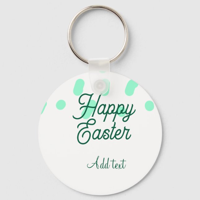Happy Easter green eggs pastel name date simple  Key Ring (Front)