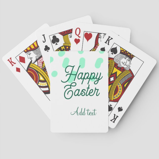 Happy Easter green eggs pastel name date simple  Playing Cards (Back)